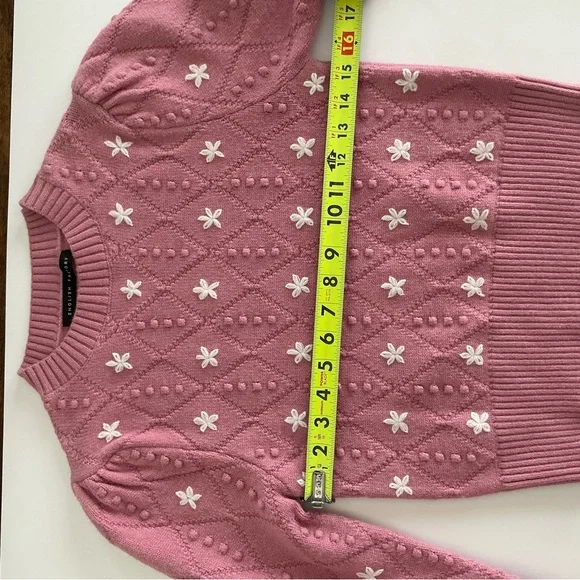 English Factory Floral Handmade Embroidery Sweater in Dusty Pink Size XS - Picture 7 of 11